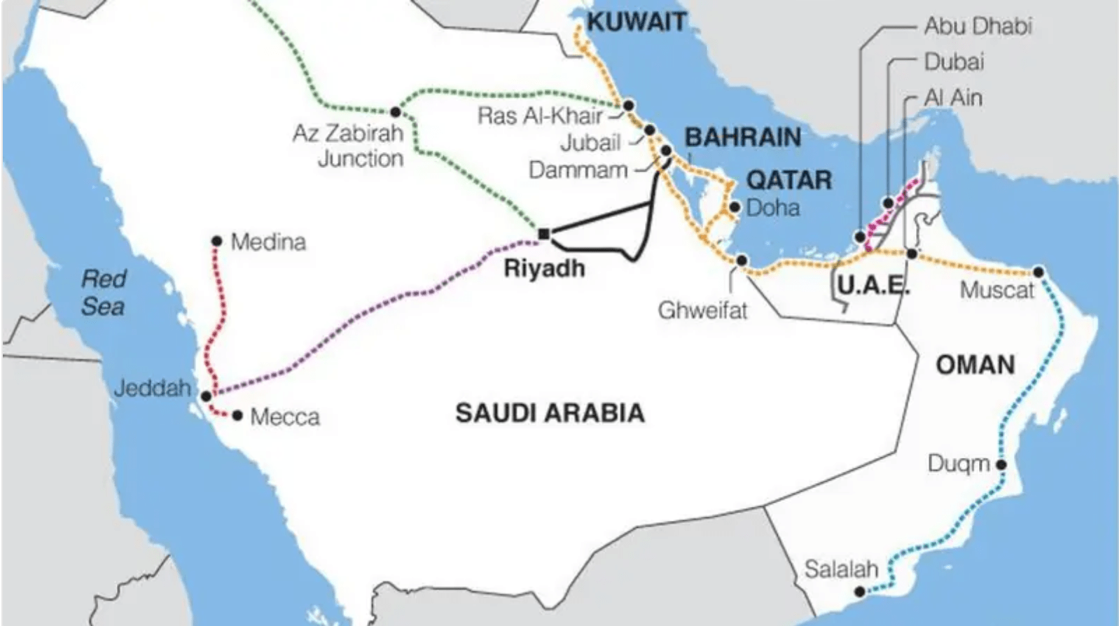 خريطة دول مجلس التعاون الخليجي